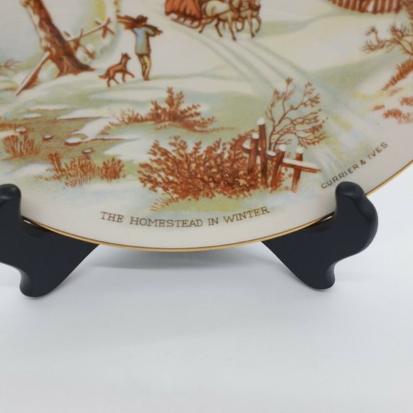 Currier and Ives Collector Plate 1987 The Homestead In Winter Vintage Decorative - Picture 2 of 9